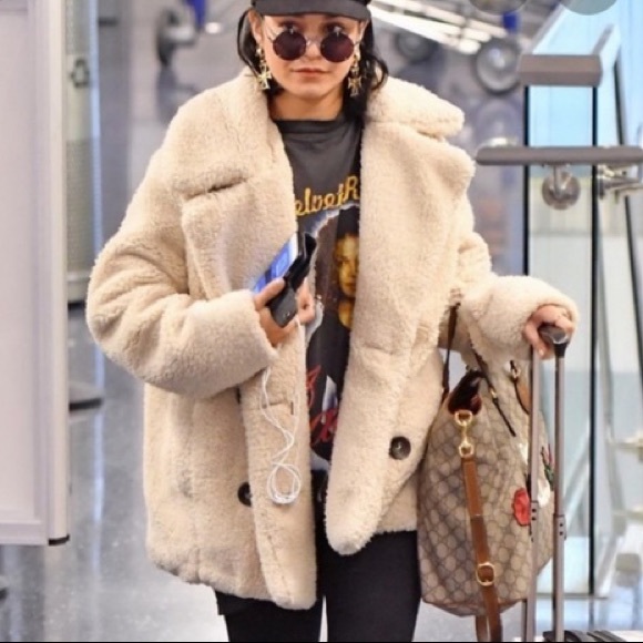 Free People Notched Teddy Peacoat Coat Faux Fur - Picture 10 of 10